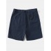 Men Solid Ribbed Belted Multi Pocket Stick Casual Mid Length Shorts