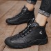 Men Microfiber Leather Breathable Soft Sole Non Slip Closed Toe Lace Up Leisure Boots