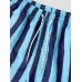 Men Letter   Striped Print Short Sleeve Beachwear Suits