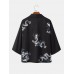 Mens Dragon Graphic Japanese Letter Front Open Soft Kimonos