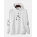 Mens Rose   Moon Printed Pocket Long Sleeve Hoodies