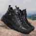 Men Microfiber Leather Breathable Soft Sole Non Slip Closed Toe Lace Up Leisure Boots