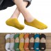 5 Pairs Men Women Cotton Socks No  show Low Cut Socks Silicone Anti  slip Boys Girls Boat Socks