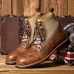 Men Retro Casual Non Slip Splicing Business Short Boots