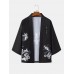 Mens Dragon Graphic Japanese Letter Front Open Soft Kimonos