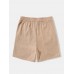 Mens Solid Color Zip Pocket Casual Elastic Waist Shorts